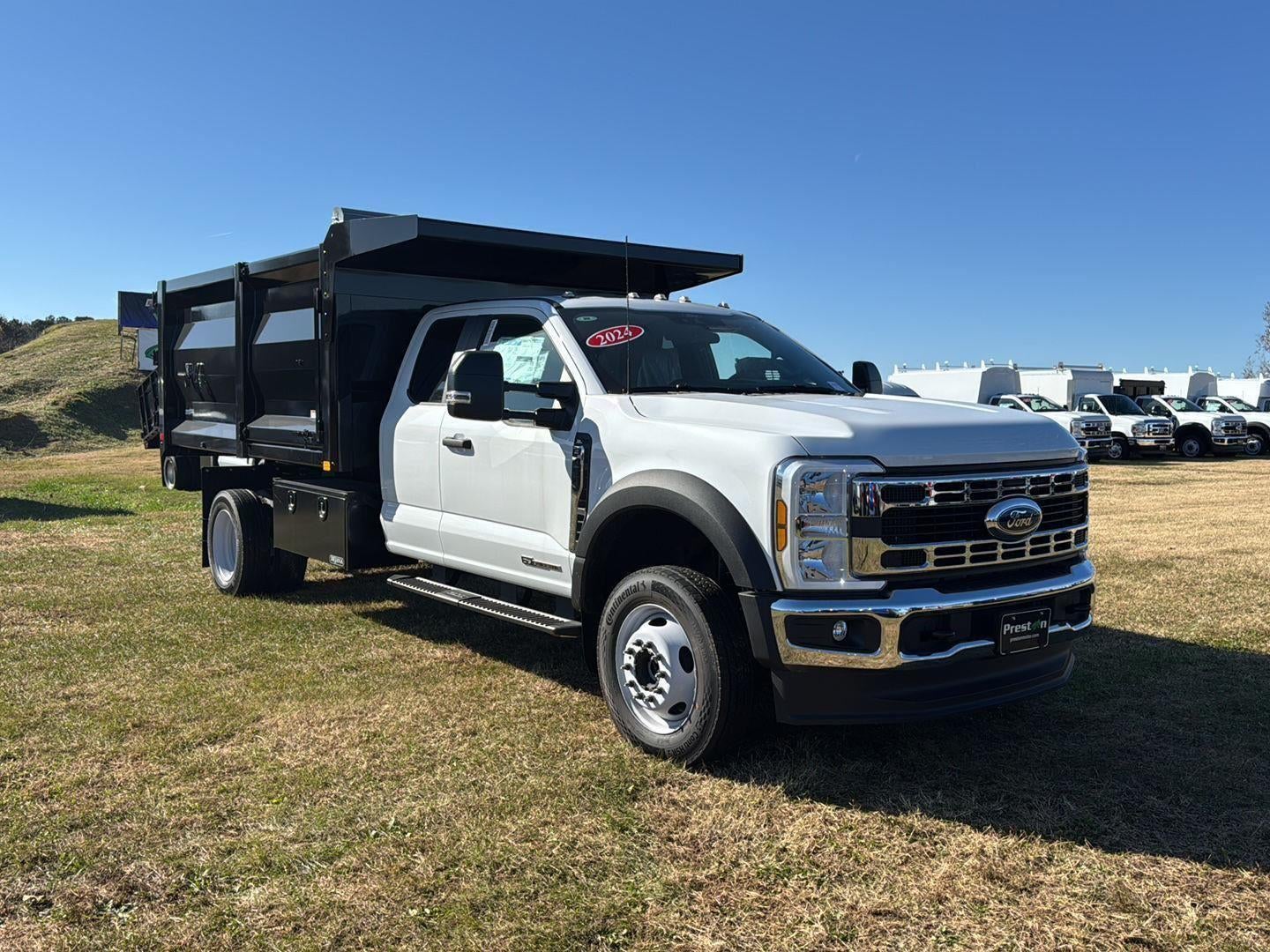 2024 Ford Super Duty F-450 DRW 12' RUGBY HEAVY DUTY STAKELESS LANDSCAPE BODY, 48" SOLID BARN DOORS, MANUAL TARP, 36" FULL CAB SHIELD, DROP DOWN COMBO HITCH 2 5/15