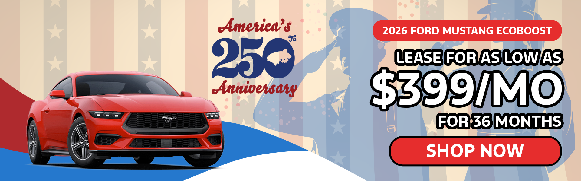 Lease for $399/Mo for 36 Mo | 2026 Ford Mustang