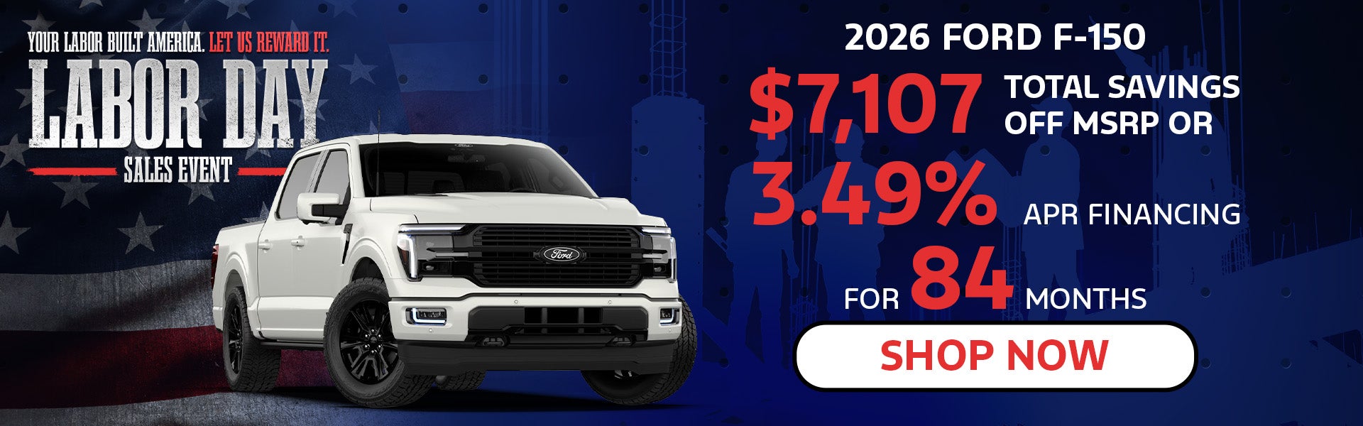 3.49% APR/ 84 Mo OR $7,107 off MSRP | 2026 Ford F-150