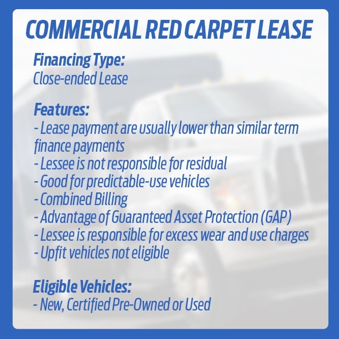 Ford Commercial Financing Options Red Carpet Lease More